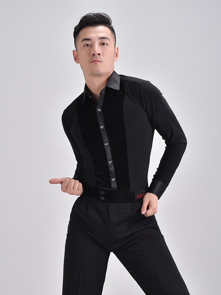 Chemise pour hommes, vêtements d&#39;entraînement de danse moderne, chemise Flamenco, concours de danse latine, vêtements de danse