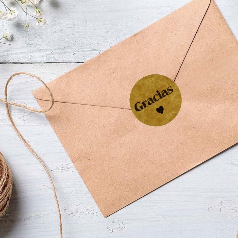 500 kpl kraft gracias espanja kiitostarrat tarrat kirjekuoren paketin sinetti