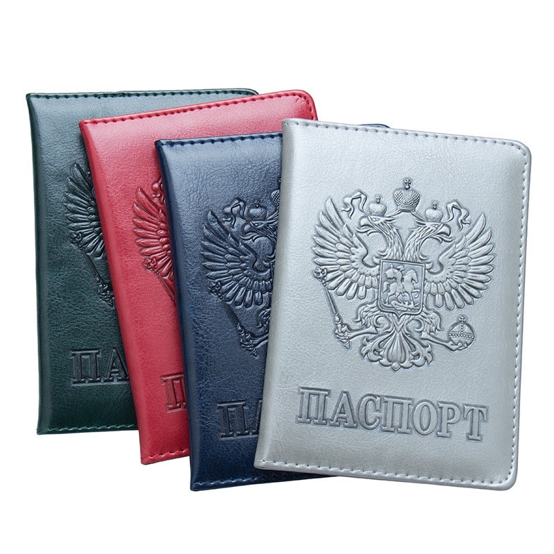 Russian Passport Cover Women Passport Case Men Travel Passport Holder Leather Credit Card Holder ID&Document Card Case