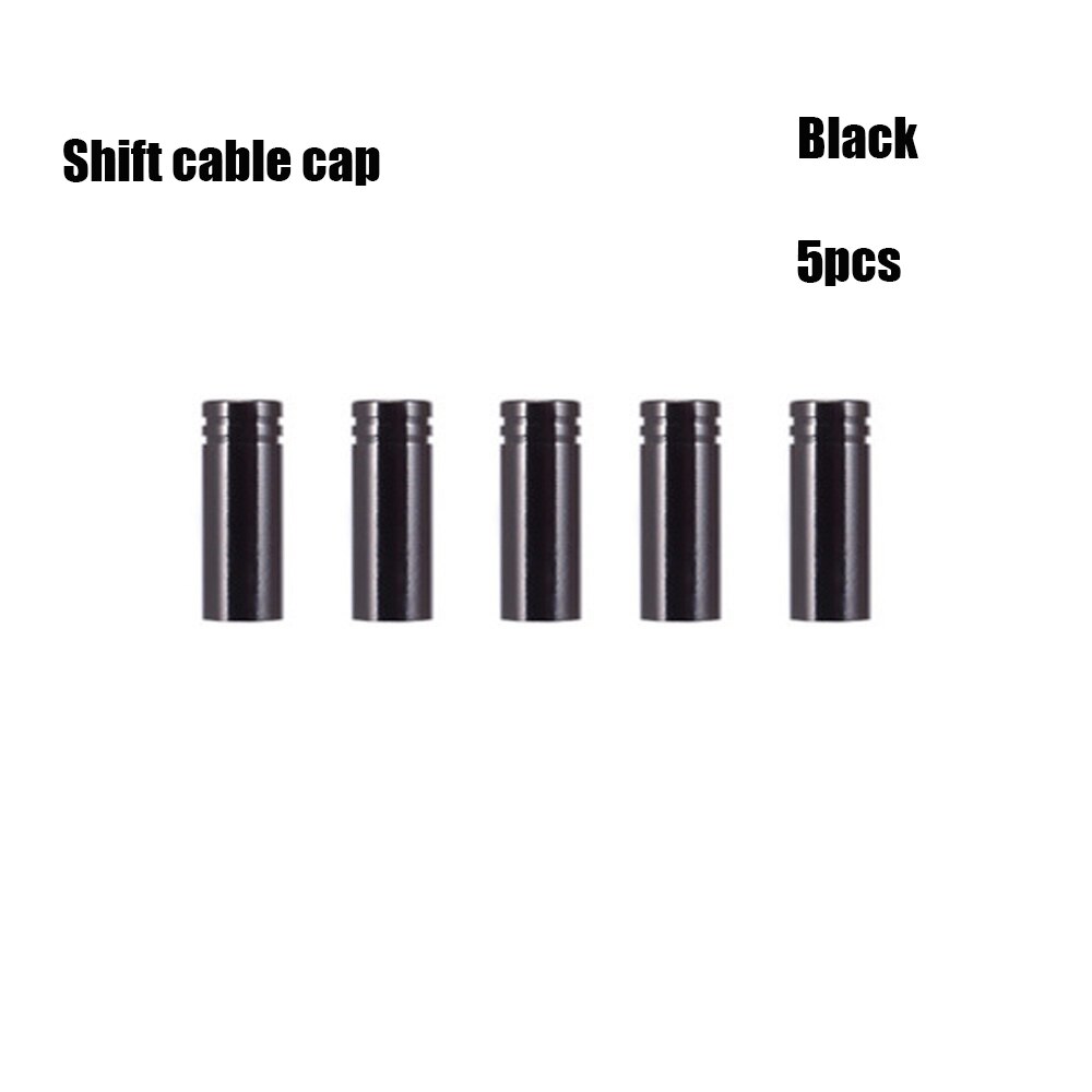Tapa de Cable de cambio de freno/desviador de aluminio, 5 piezas, 4 colores, tapa de punta de extremo de bicicleta para exteriores, accesorios de piezas de ciclismo de montaña y carretera: Black Shift Caps