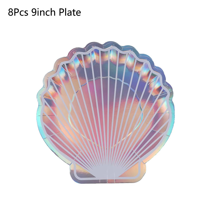 Zeemeermin Feestartikelen Zeemeermin Servies Set Shell Papieren Bord Cup Servet Kleine Zeemeermin Verjaardagsfeestje Decoratie Babyshower: Fluorescentie Geel