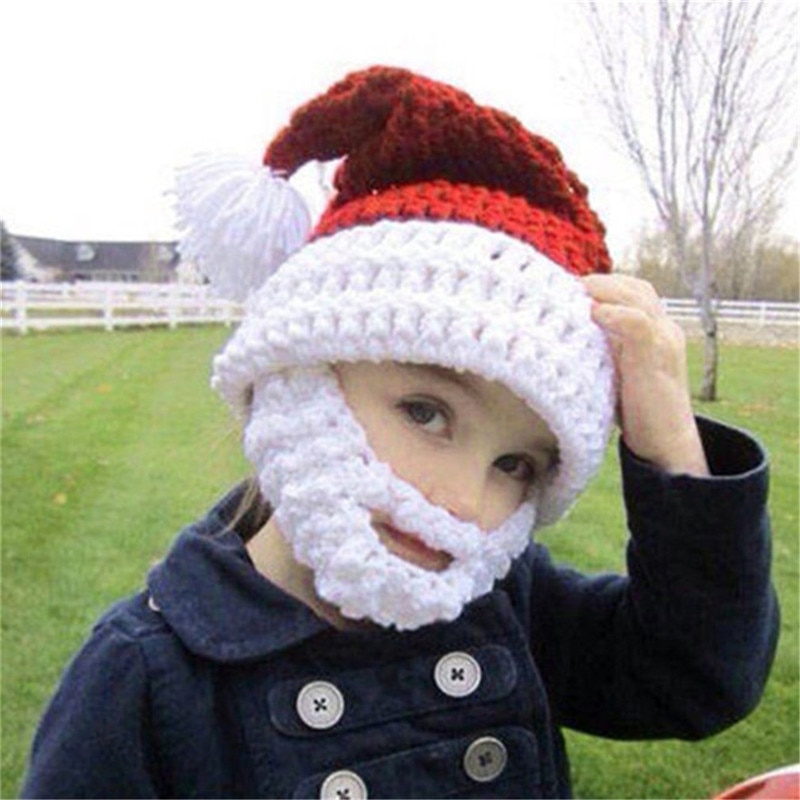Baby kerstmuts, kerstman baardmuts, gehaakte muts, kindermuts, kerst idee, baardmuts, fotografie rekwisieten