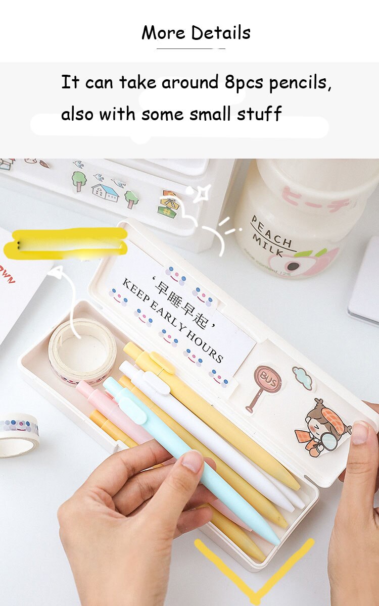 Stor kapacitet sød frostet blyantholder skrivebord arrangør opbevaringsboks kawaii penneholder skole kontor brevpapir æske