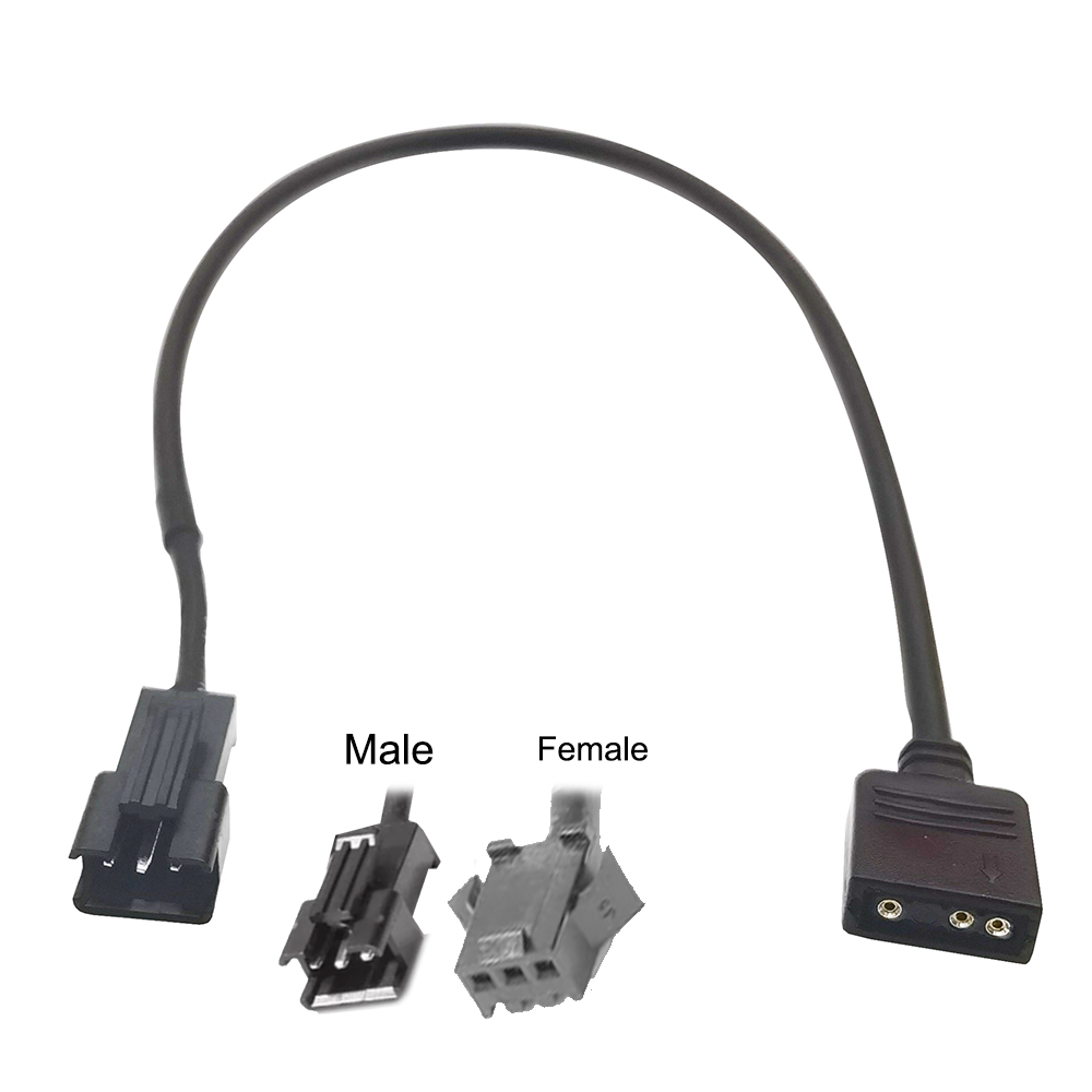 Motherboard 12V 4Pin RGB / 5V 3Pin ARGB to SM JST Female Male Conversion Adapter Cable 30cm for PC Computer LED Light Strip Line: Dark Grey
