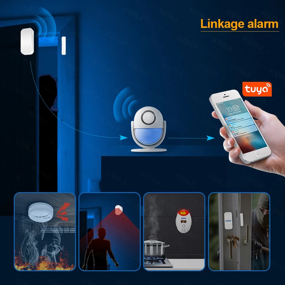 Tuya Smart Home Security WIFI Alarm System 120dB Works With Google Alexa 433 PIR Detector Door Sensor Smart Life App Burglar