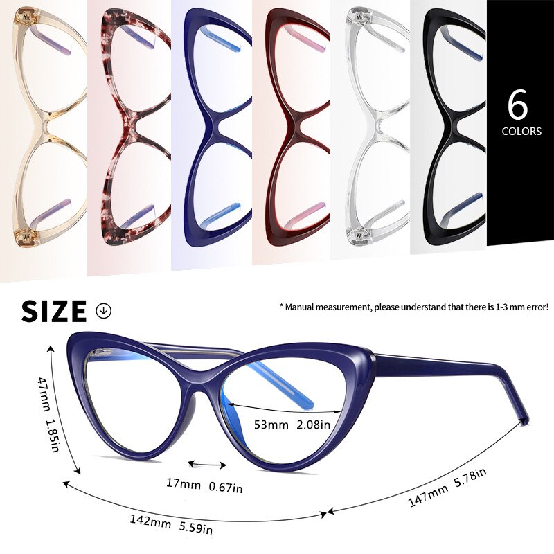 AOFLY BRAND Cat Eye Blue Light Blocking Glasses Women's Computer Gaming Optics Eyeglasses Frames Female UV400