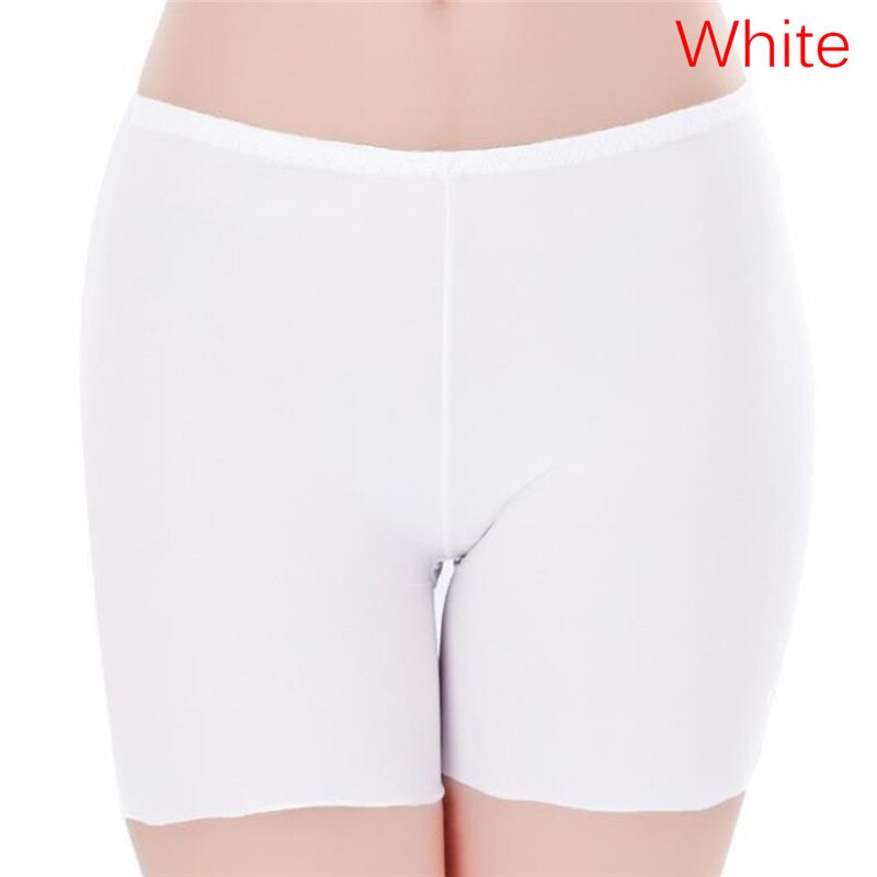 Casual Women's Safety Pants Underwear Women Safety Short Pants Solid Color Ice Silk Seamless Plain Push Up Hip Shorts: White