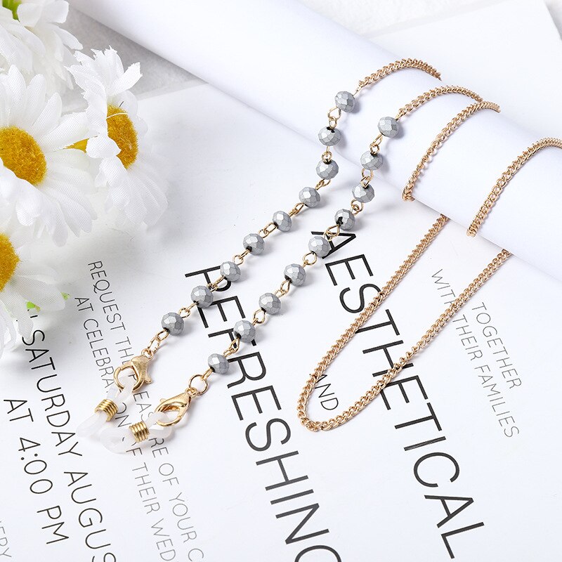 Cadena con abalorios de perlas a la para mascarilla para mujer y niña, cadenas para gafas, correas y cordones para el cuello, cuerda para gafas de lectura, soporte con cordón: 14