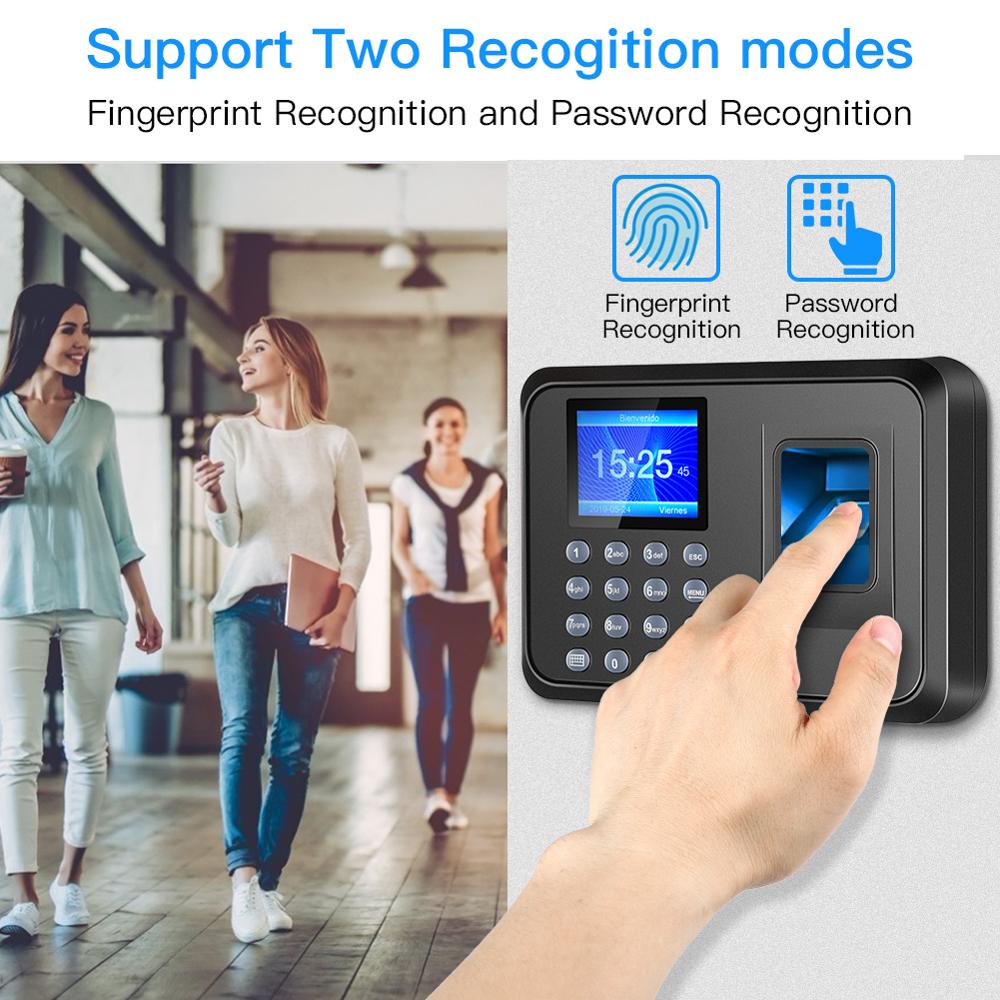 Biometric Fingerprint Time Attendance System Clock Recorder LCD Scree Employee Recognition Recording Device Electronic Machine