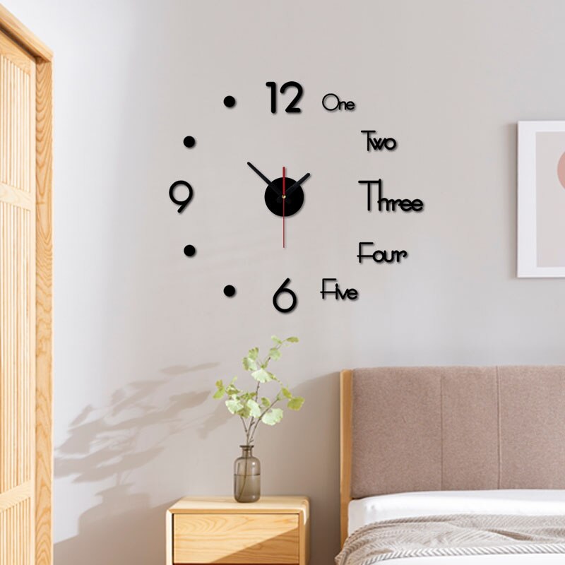 Klok Horloge Wandklokken 3d Diy Acryl Spiegel Stickers Home Decoratie Woonkamer Quartz Naald