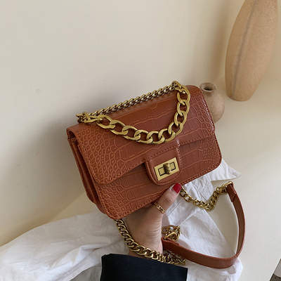 DORANMI Stein Muster Klappe Schulter Taschen Für Frauen Kette Riemen Crossbody-tasche Weibliche Leder Platz Messenger Bolso DJB948