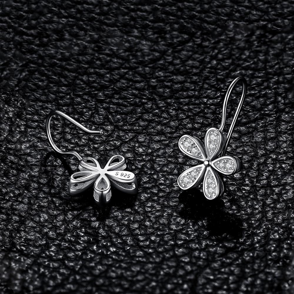 Jewelrypalace Daisy Flower 925 Sterling Zilver Dangle Oorbellen Zirconia Opknoping Oorbellen Voor Vrouwen Mode-sieraden