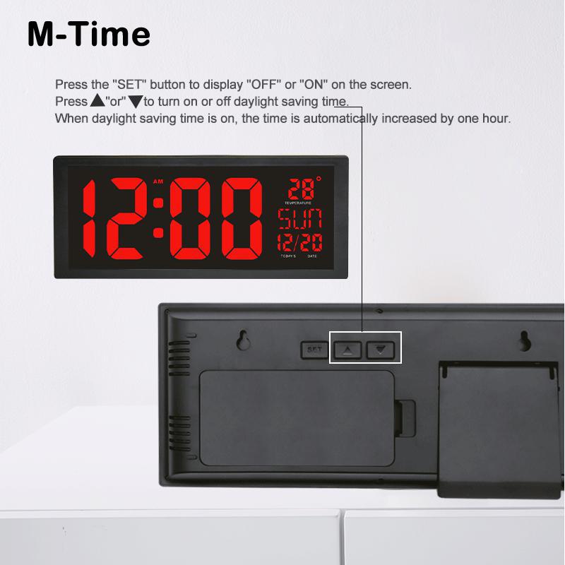 Large Number LED Wall Clock Display Electronic Thermometer Week Decorate Time Memory Clock Digital Clock Home Wall Clocks