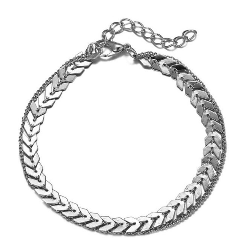 Tobilleras para mujer, accesorio de verano para playa, pulsera para sandalias, tobilleras: Silver