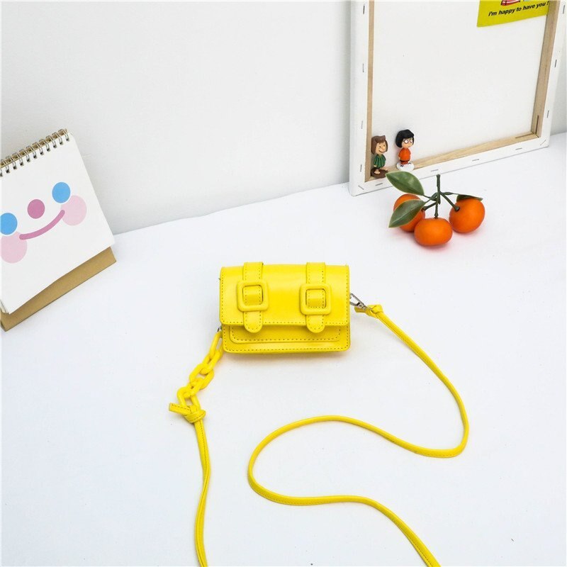 Kids Mini Bag Leuke Candy Kleur Portemonnees En Handtassen Voor Meisjes Kleine Coin Pouch Meisje Clutch Purse: YELLOW