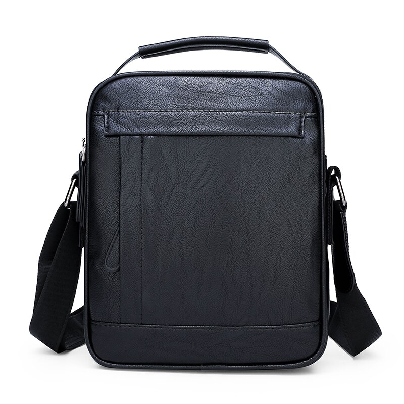 Læder messenger taske håndtaske top mandlige skuldertasker mærke crossbody tasker bolso afslappet forretning retro: Sort 1