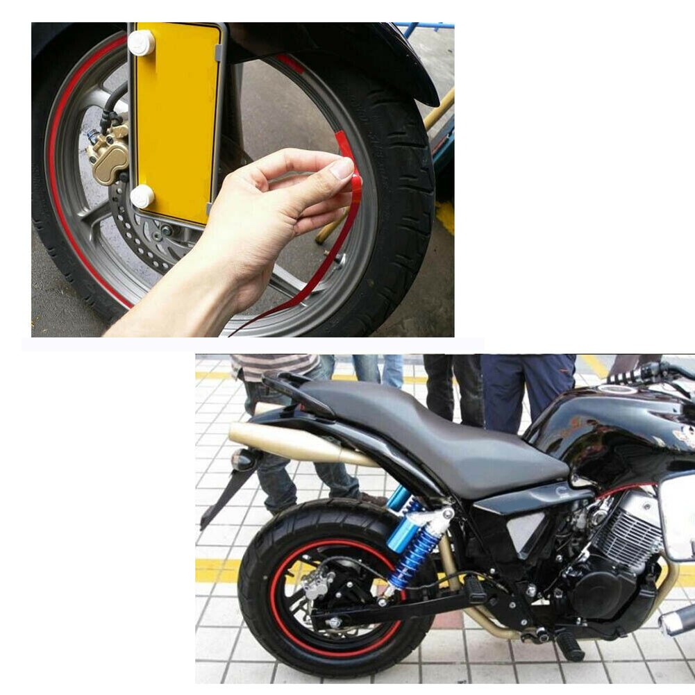 20 Strips Red Reflective Motorcycle Car Rim Stripe Wheel Decal Tape Sticker Ring Viny Material High