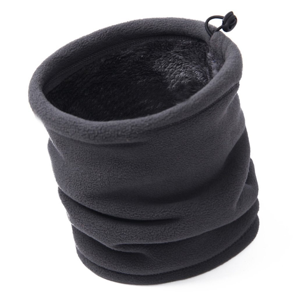 Breathable dual-layer fleece warm scarf, women's outdoor winter thick neck warmer, men's motorcycle skiing cycling face thermal mask: Gray