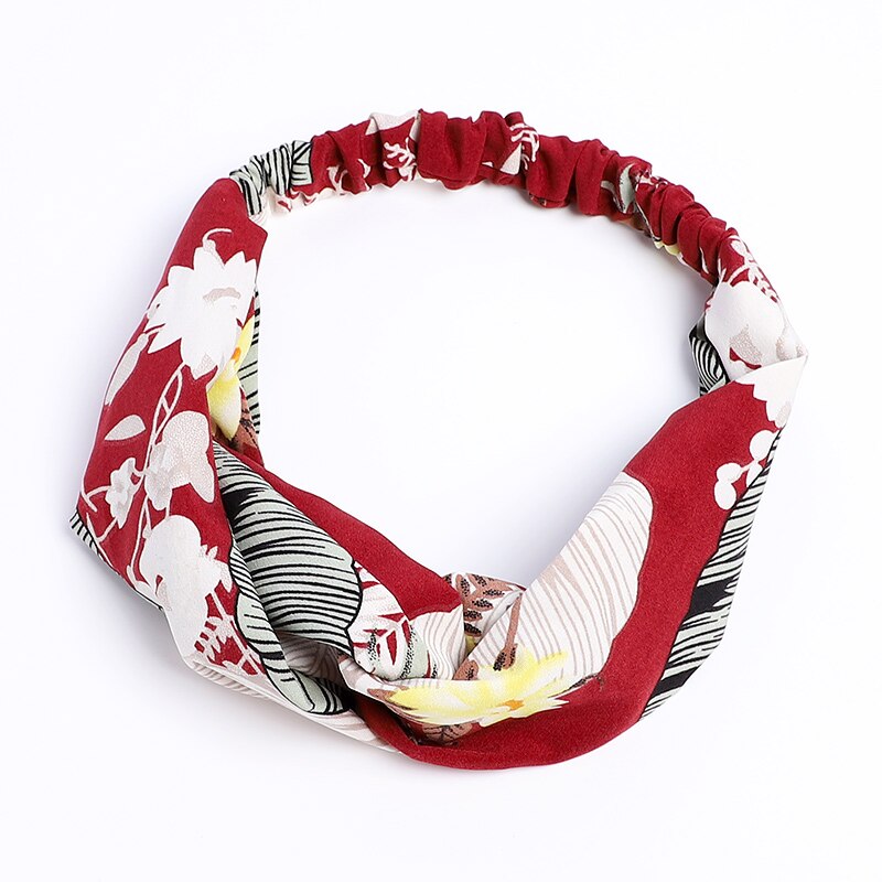 1pc vrouwen eenvoudige bloemen en bomen bos brede haarband doek knopen bladeren haarbanden kersen haar ring hoofdband voor meisje