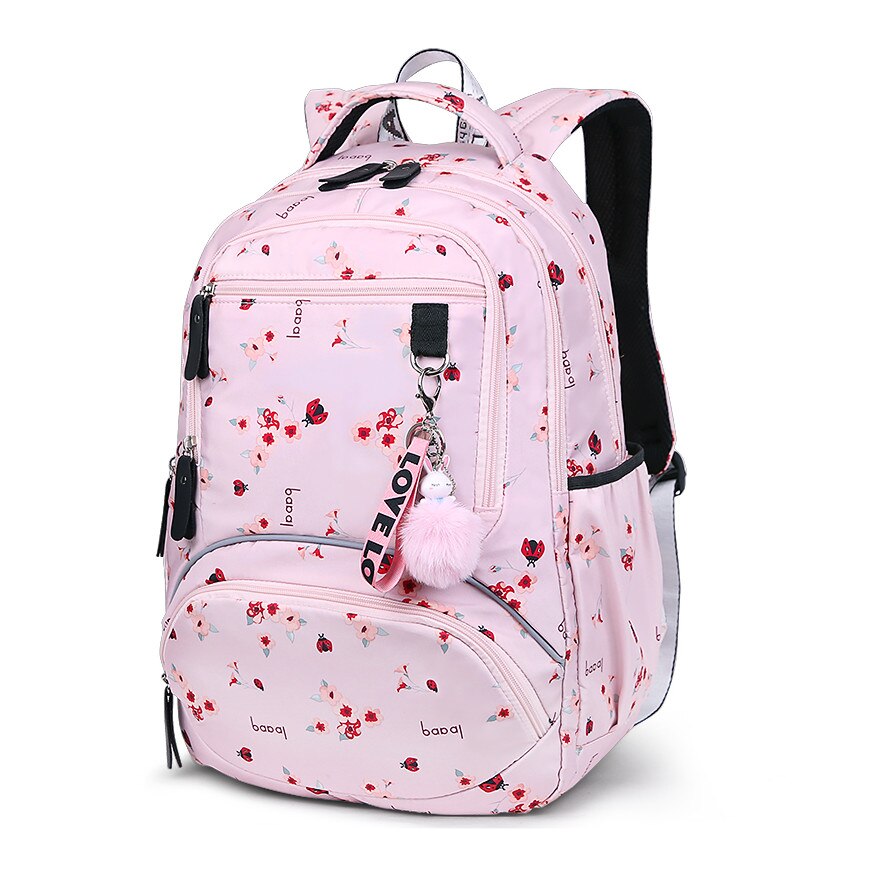 Fengdong Hoge Schooltassen Voor Tiener Jongens Lichtgevende Rugzak Tiener Meisje Boek Bag Pack Student Waterdichte Grote Schooltas Pen Zak: 709 Pink Flower
