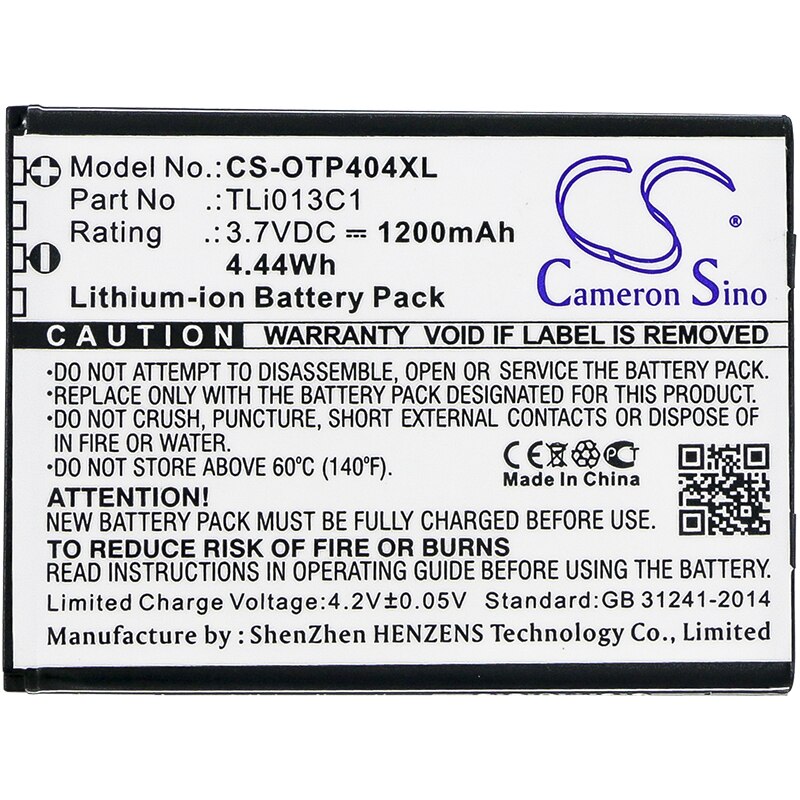 Cameron sino 1200mah bateria para alcatel um toque go flip OT-4043S, tli013c1