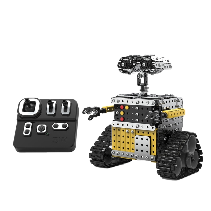 728PCS Remote Control Blocks Assembly Robot 2.4G 10CH DIY Steel Smart Obstacle Avoidance Walking RC Robot Toy for Children: Default Title