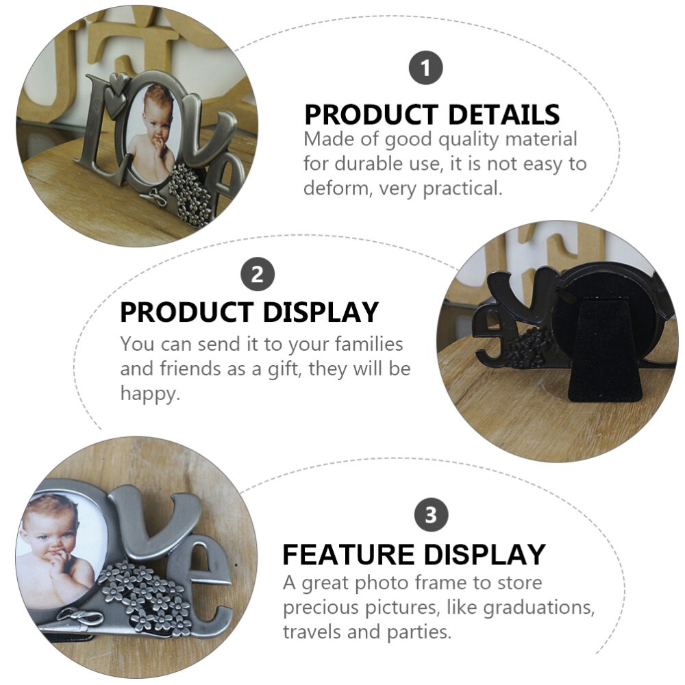 Metal Word Photo Holder Picture Frame Table Photo Frame Decor