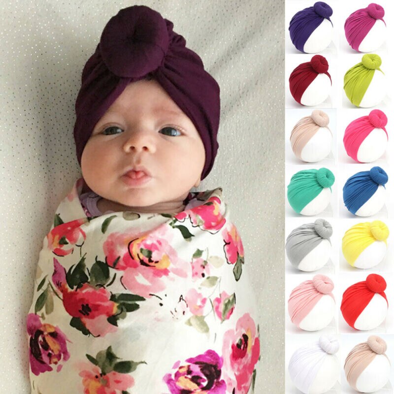 Neugeborenen Kleinkind Kinder Mädchen Baby Kleinkind Turban Verknotet Bogen Hut Cap Stirnband Haarband Headwear Reine Farbe Nette