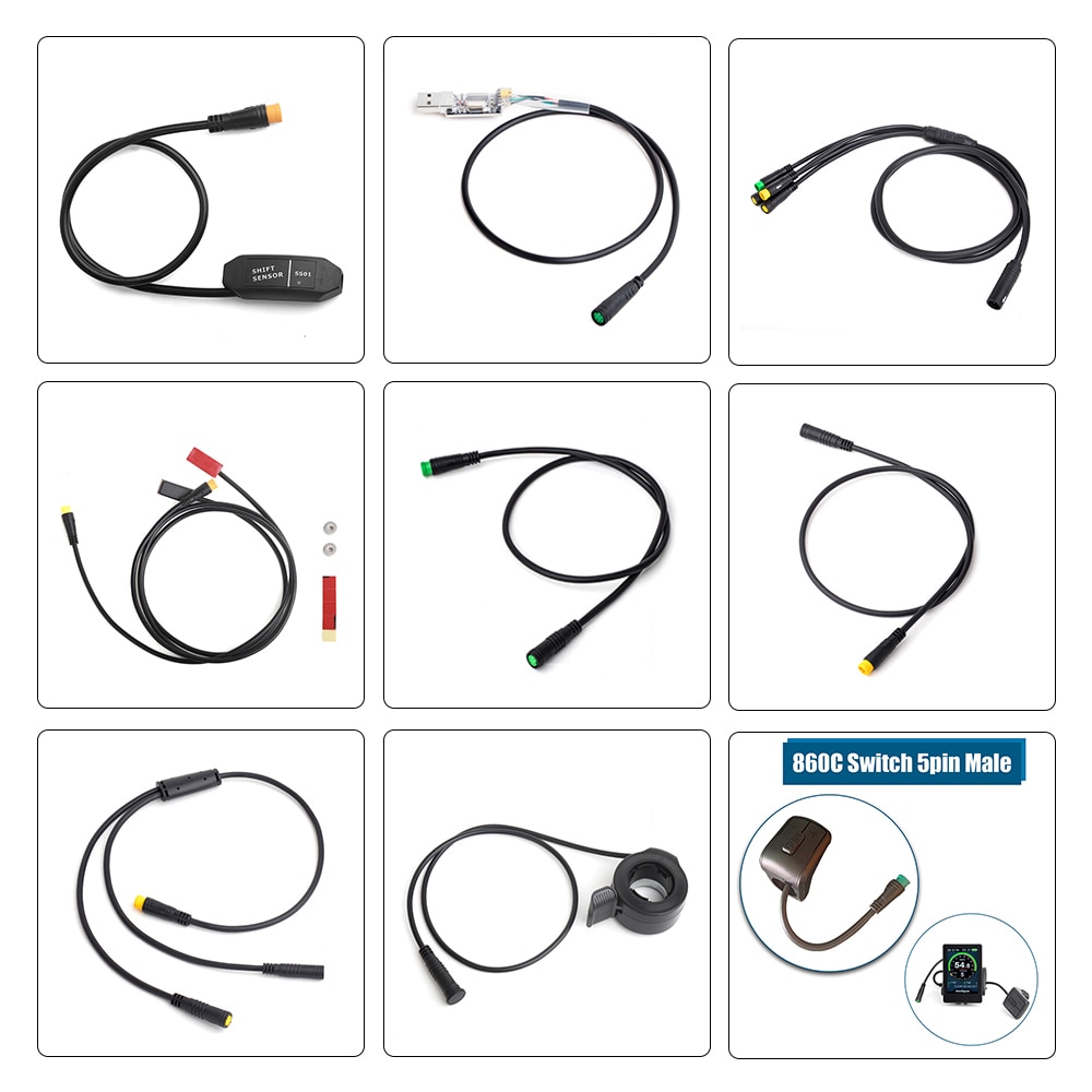 E-bike Cable For Bafang/8FUN Motor Kits Gear Sensor USB Programming Hydraulic Brake Sensor Display 5PIN Brake 3pin 1T4 1T2