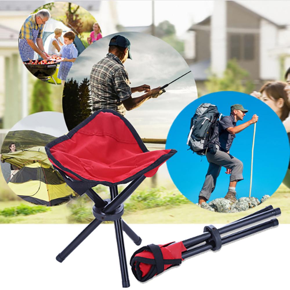 Portable Folding Camping Hiking Beach Chairs BBQ Stool Red Fishing Outdoor Lightweight Three foot stools Casual Fishing Gear
