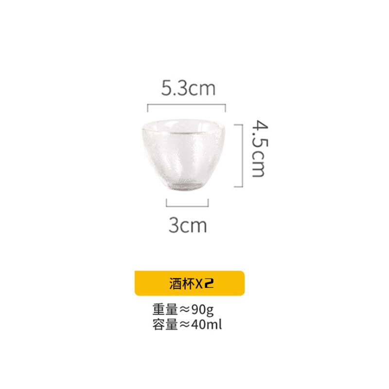 Japanese Style Glass Hip Flask Set Handmade Classic Household Sake Pot Superior Flasque Alcool Table Supplies EJ50HF: 2 ice-grain cups