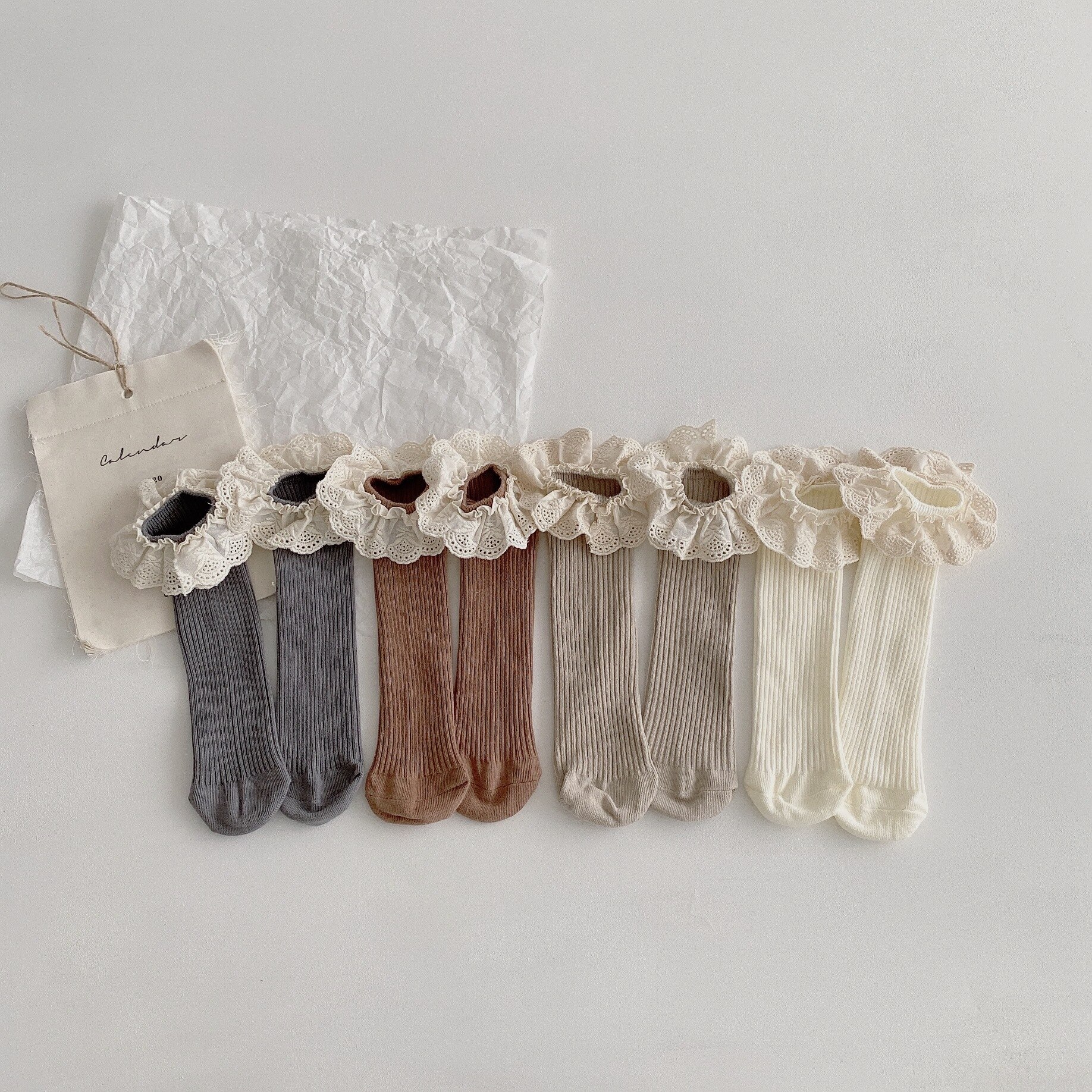 Babysocken für freundlicher, kleinkinder und mädchen, kniehoch, lang, weich, aus baumwolle, spitze, babysocken, mädchensocken, herbstkleidung, accessoires