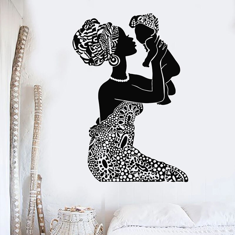 Wall Decal African Native Woman Mother With Baby Vinyl Window Stickers Nursery Baby Nursing Room Home Decoration Wallpaper 1892