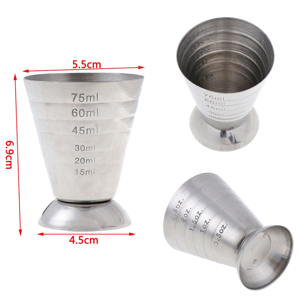 75ml 3 In 1 Stainless Steel Measuring Cup Cocktail Tools Unit Bars Making Mixed Drinks Measurement Tools