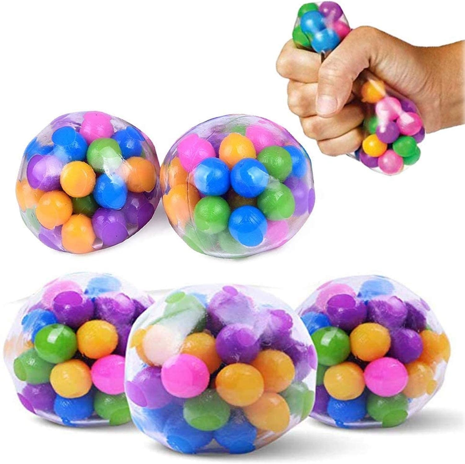 Free Ship Squeeze Ball Toy DNA Colorful Beads Relieve Stress Hand Exercise Tool for Kids / Adults Random Color Stress Ball