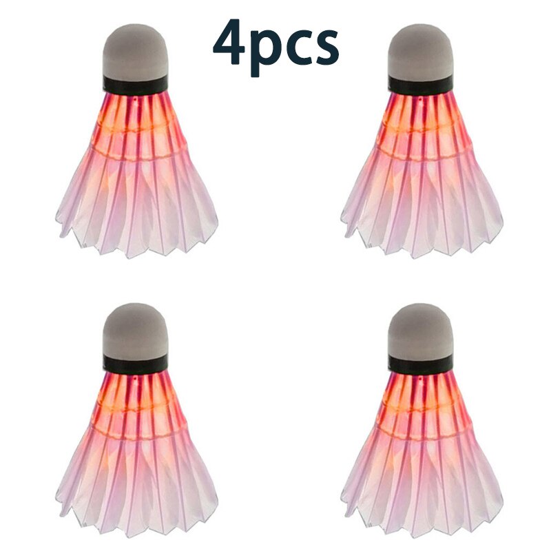 4 Stuks Badminton Dark Night Led Glowing Light Up Shuttle Verlichting Ballen Voor Indoor Outdoor Sport NOV99: Rood