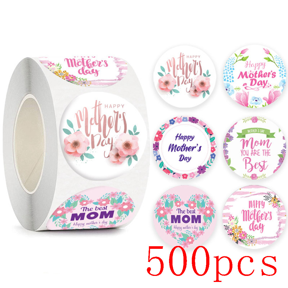 50-500 Stuks Gelukkige Moeders Dag Stickers Ronde Bedankjes Stickers Voor Cadeaubonnen Decoratie Envelop Zegels Cadeaupapier Feest Gunst: Bruin