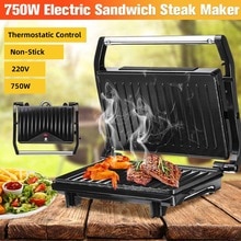 Elétrica sanduíche steak maker dupla torrada grill pan não vara waffle torradeira bolo máquina de café da manhã cozinha ferramentas 750w 220v-240v