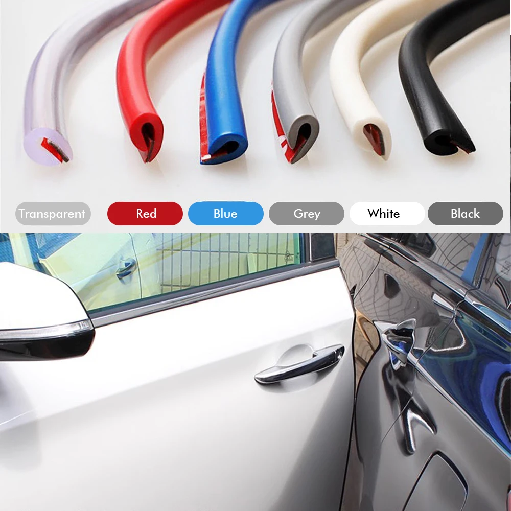 Protectores de Borde de puerta de coche de 5M, tira tipo U, moldura de goma, tira protectora de sellado contra arañazos para decoración de estilo de puerta de coche