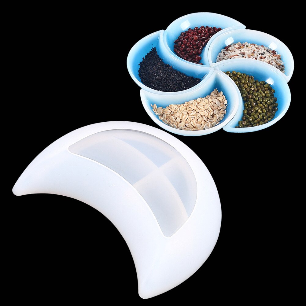 Leuke Maan Vorm Fruit Schotel Siliconen Mal Diy Sieraden Opbergvak Coaster Asbak Craft Casting Epoxyhars Mal Home Decor