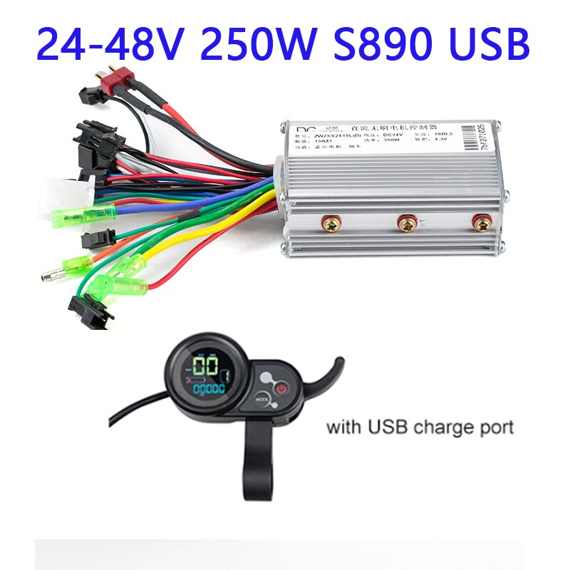 36/48V Ebike Controller With Lcd Display For Electric Scooter Controller Electric Bike Controller Kit Electric Bike Display S5: 24-48V 250W S890 USB