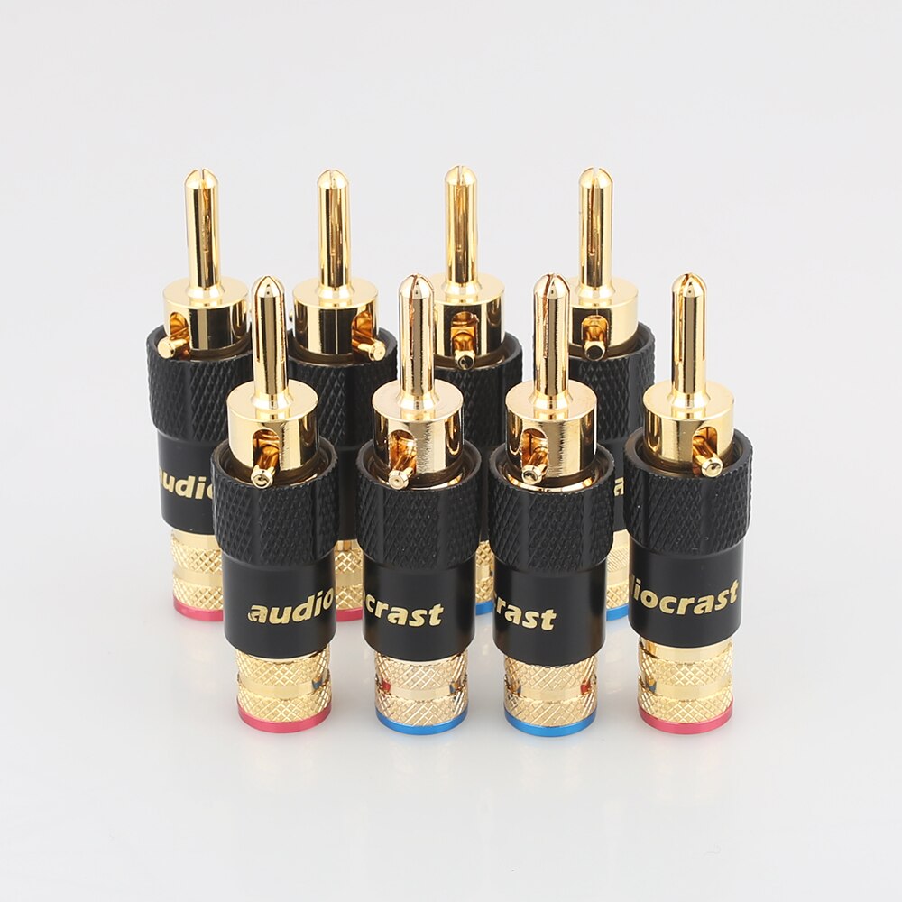 Conector de cable de altavoz, Conector de Banana de , 4 piezas, doble tornillo de bloqueo, cable de altavoz artesanal