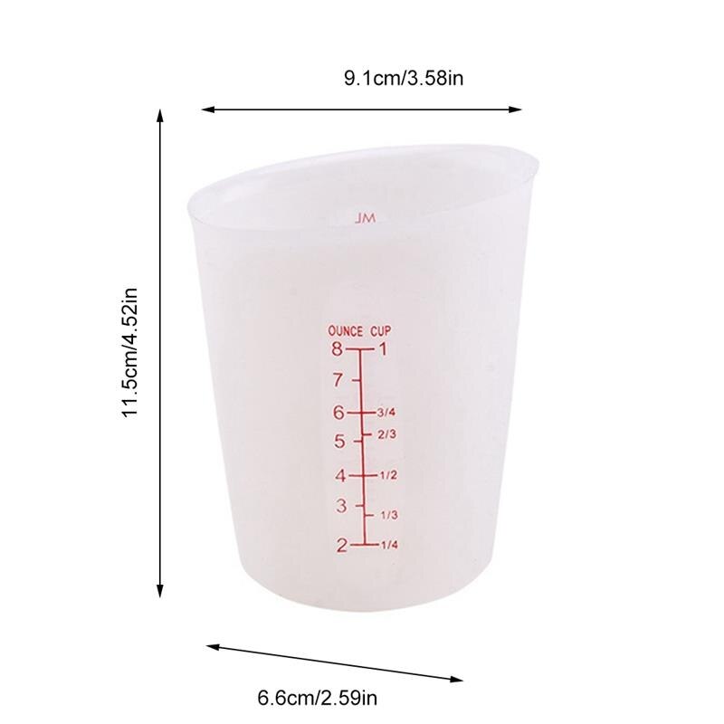 250/500Ml Keuken Maatbeker Dual-Schaal Mengen Siliconen Maatbeker Uitloop Cilinder Herbruikbare Keuken Meetinstrument