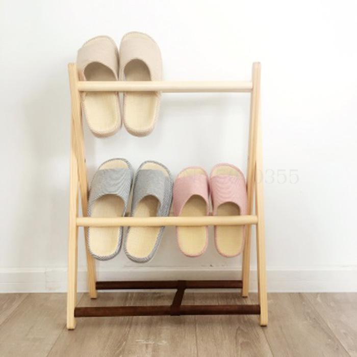 Zapatero de madera maciza de dos tonos, pantuflas simples multicapa, estante para zapatos, estante , sencillo, japonés, nórdico, Zapatero plegable