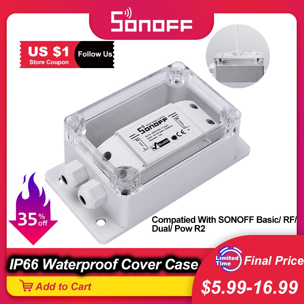 Itead Sonoff IP66 Waterdichte Cover Case Junction Box Compatied Met Sonoff Basic/Rf/Pow/Dual/TH10/TH16 Smart Home Wifi Schakelaar
