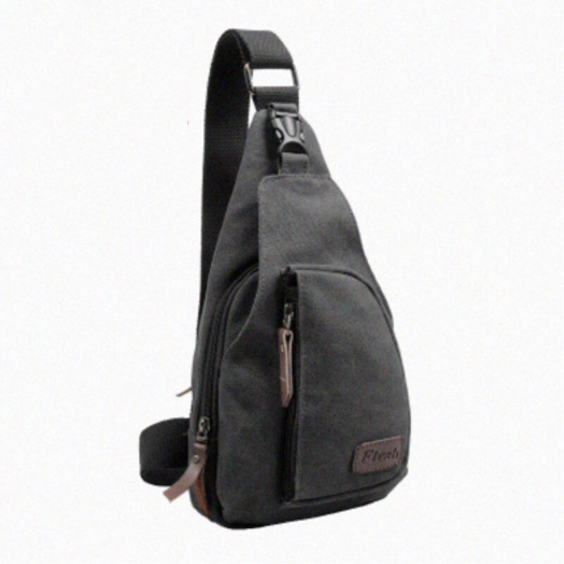 Sacoche multifonction pour hommes, sacoche multifonction, sac de poitrine pour voyage, sac à dos en toile, petit sac de voyage, décontracté: Black / 20X9X33CM