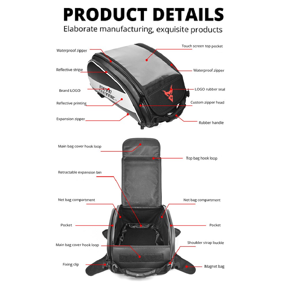 Oxford – sac de réservoir étanche pour Moto, sacoche de selle pour casque, sac d'huile et de carburant, magnétique, boîte aux lettres