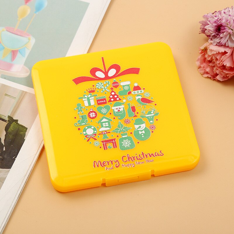 Saves masks box Mask Storage Case Portable Squre Face Masks Container Safe Disposable Christmas Cartoon Students Organizer: yellow