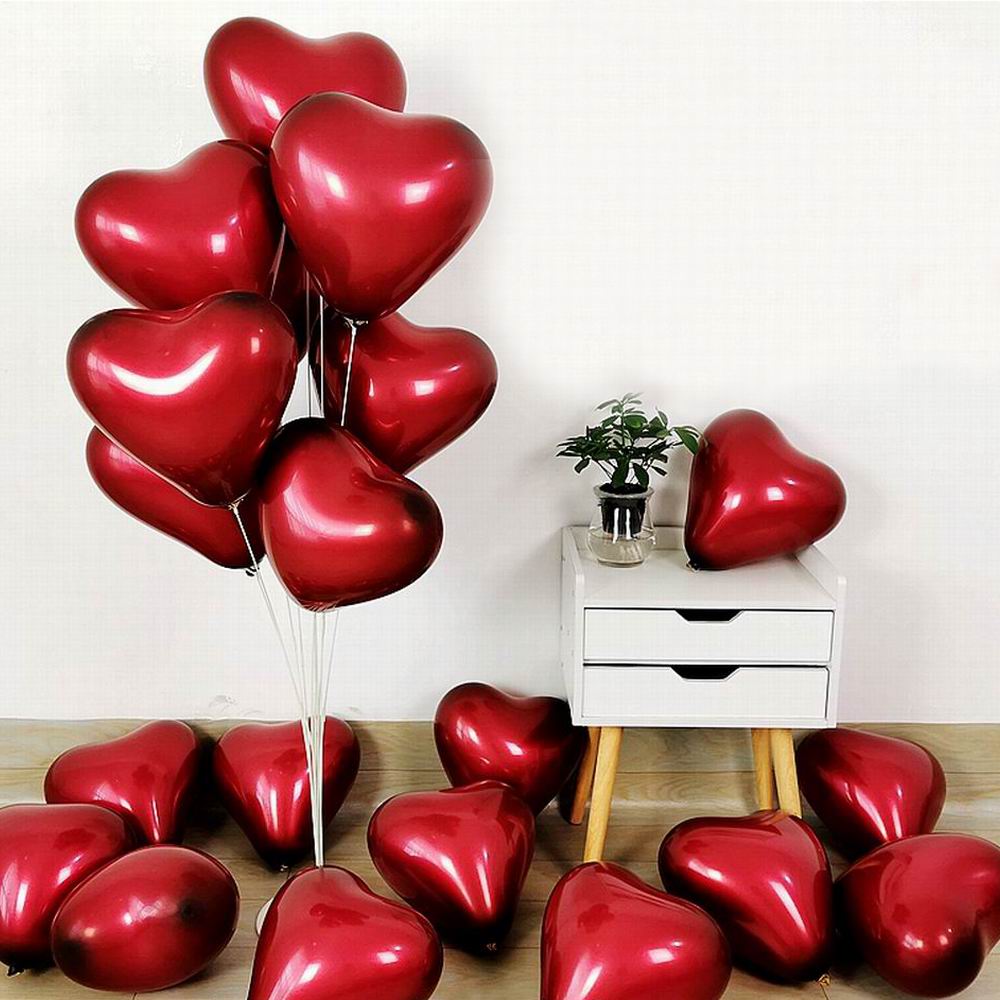 20Pcs 10Inch Dubbele Laag Bordeaux Rood Paars Ballonnen Ruby Rood Hart Helium Globos Bruiloft Decoratie Valentijnsdag dag