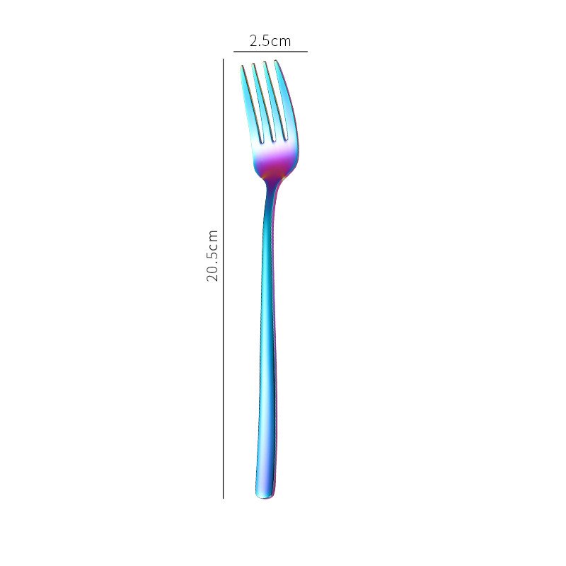1PC Cake Dessert Forks Stirring Spoons Stainless Steel Colorful Long Handle Coffee Ice Cream Scoop Kitchen Tableware Supplies: Colorful fork